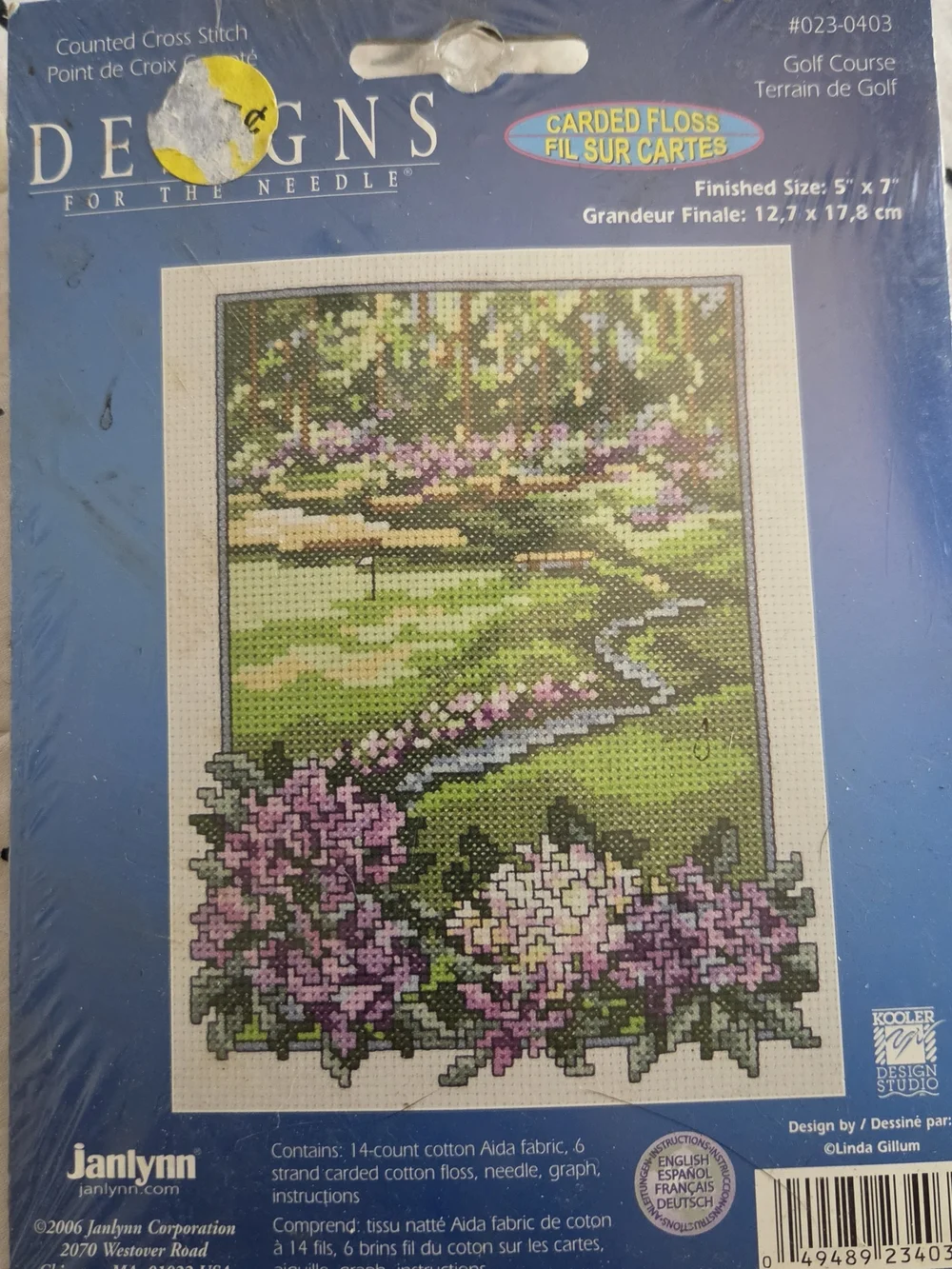 Janlynn Floral Garden Cross Stitch Kit- Green & Purple